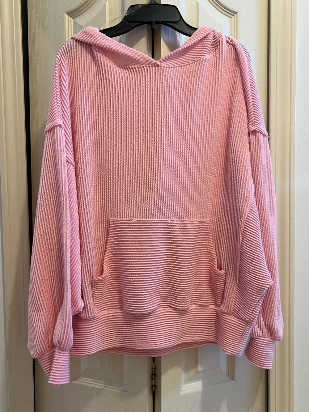 Pink Lily Hooded Rib-Knit Hoodie